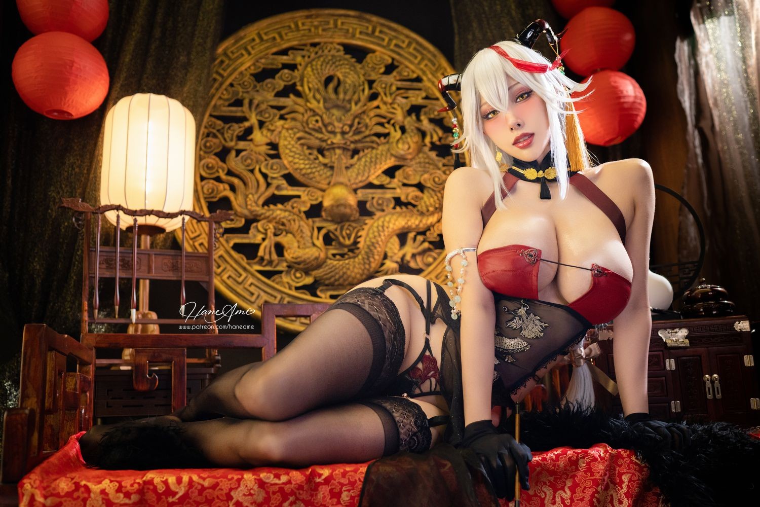 美女动漫博主 Hane Ame 雨波性感Cosplay写真 AzurLane Agir Chipao 埃吉爾旗袍 (9)