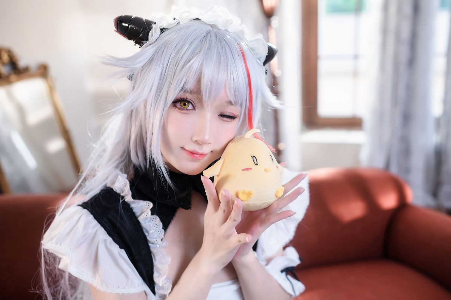 美女动漫博主阿包也是兔娘性感Cosplay写真埃吉尔女仆 (9)