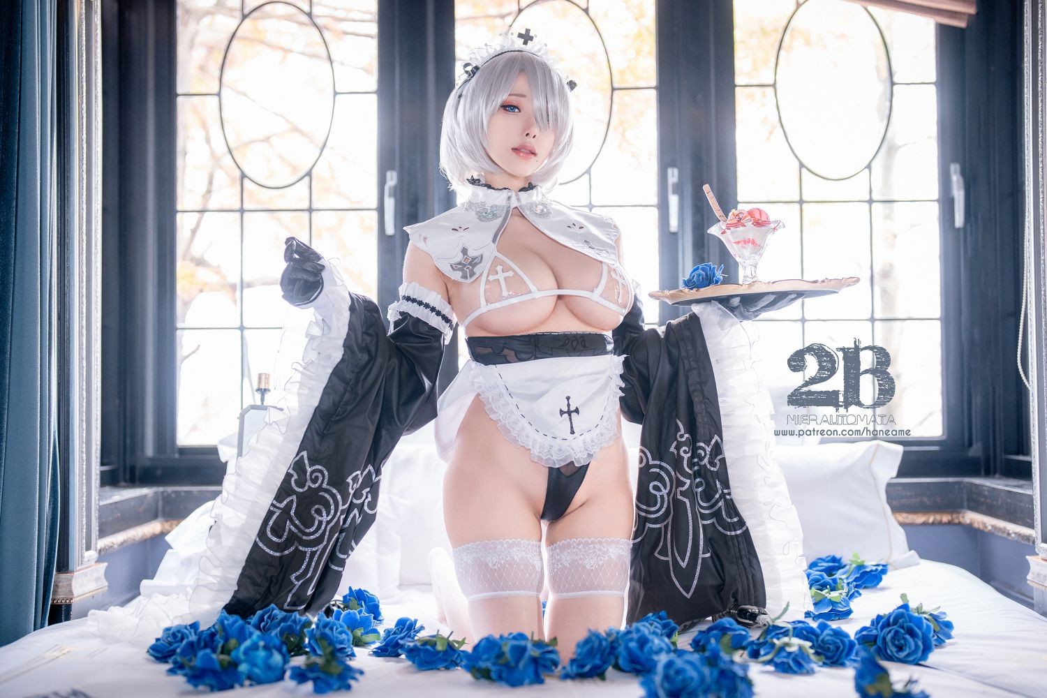 美女动漫博主Hane Ame 雨波性感Cosplay写真 Nier 2B Maid (2)