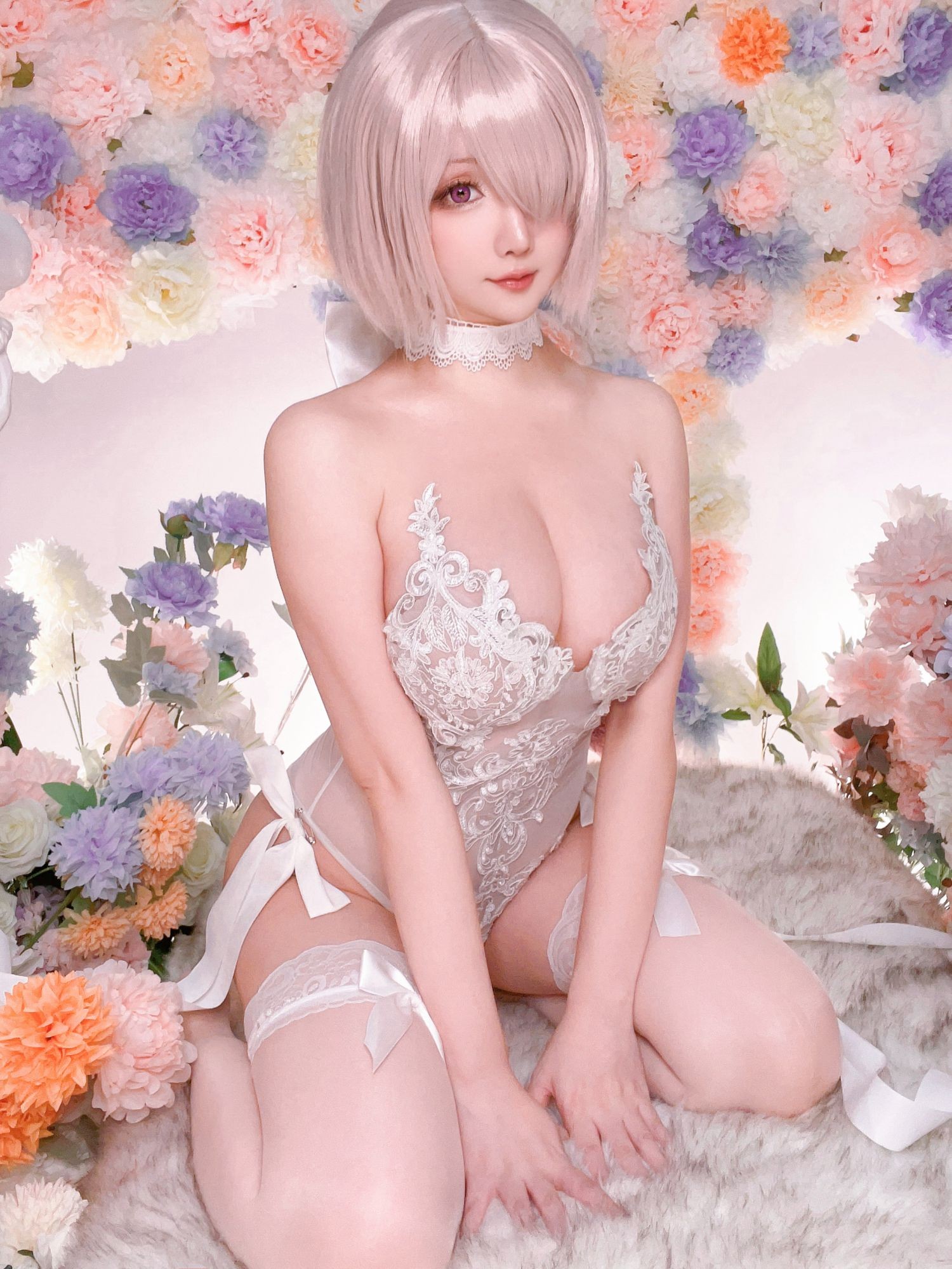 美女动漫博主星之迟迟性感Cosplay写真玛修婚纱 (18)